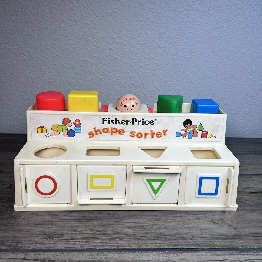 Vintage 1974 Fisher Price Shape Sorter Block Activity Center Educational 412 USA